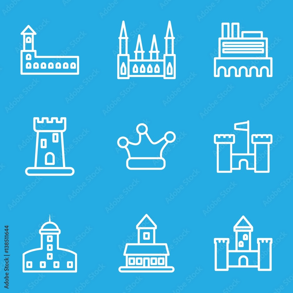 Set of 9 kingdom outline icons Set of 9 kingdom outline icons