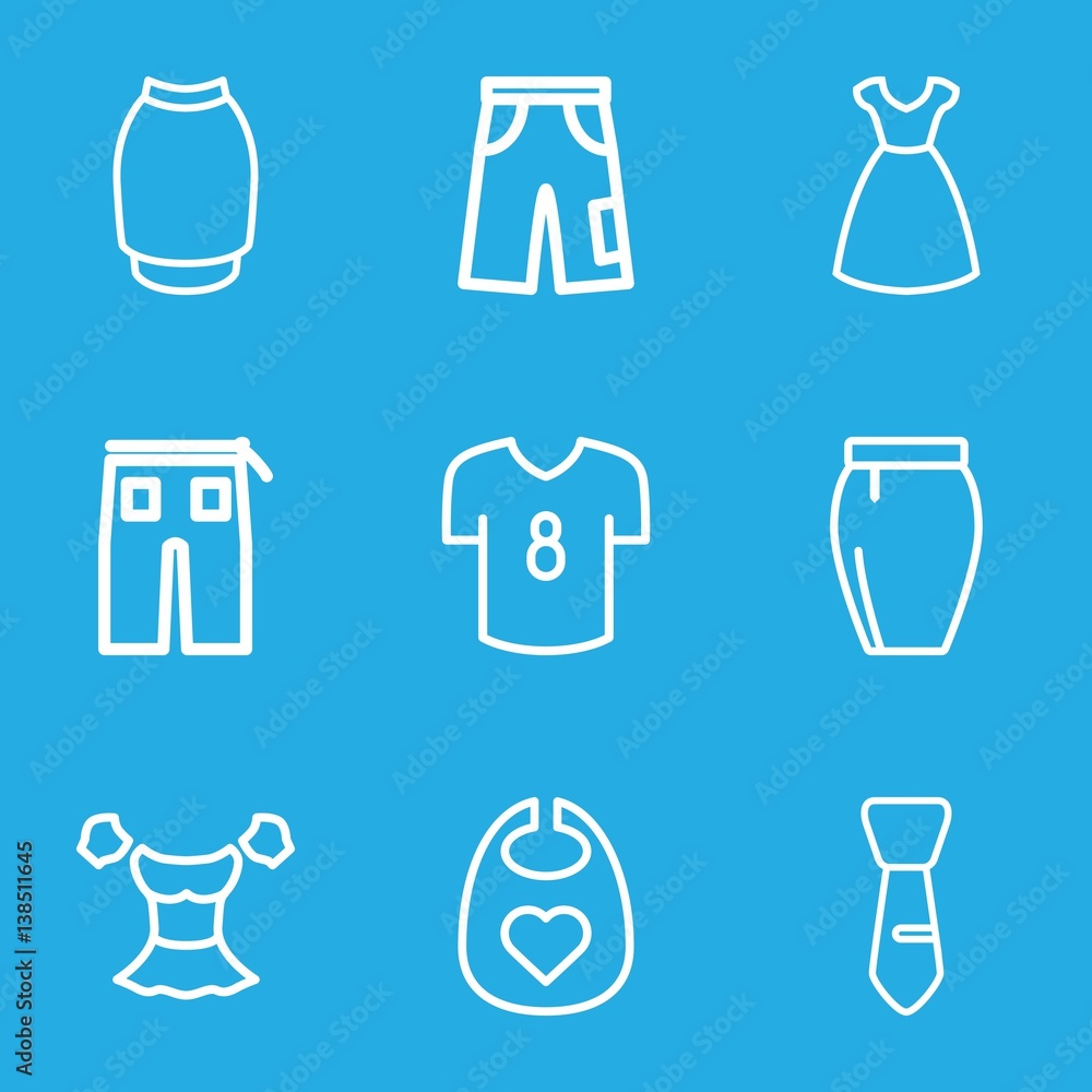 Set of 9 apparel outline icons