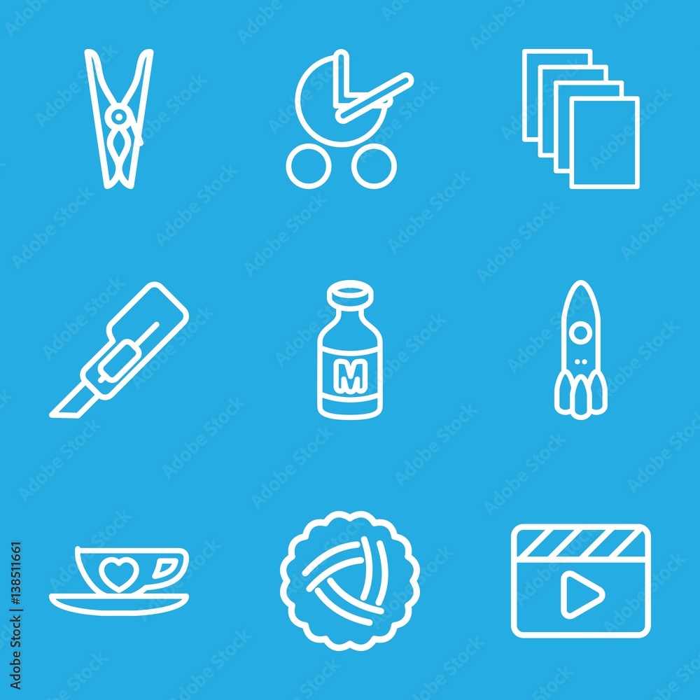 Set of 9 clip outline icons