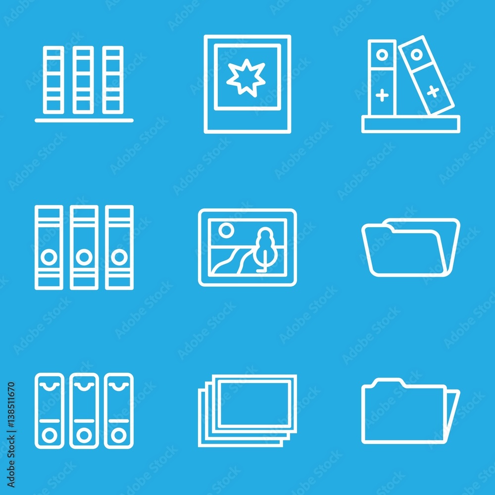 Set of 9 folder outline icons Set of 9 folder outline icons