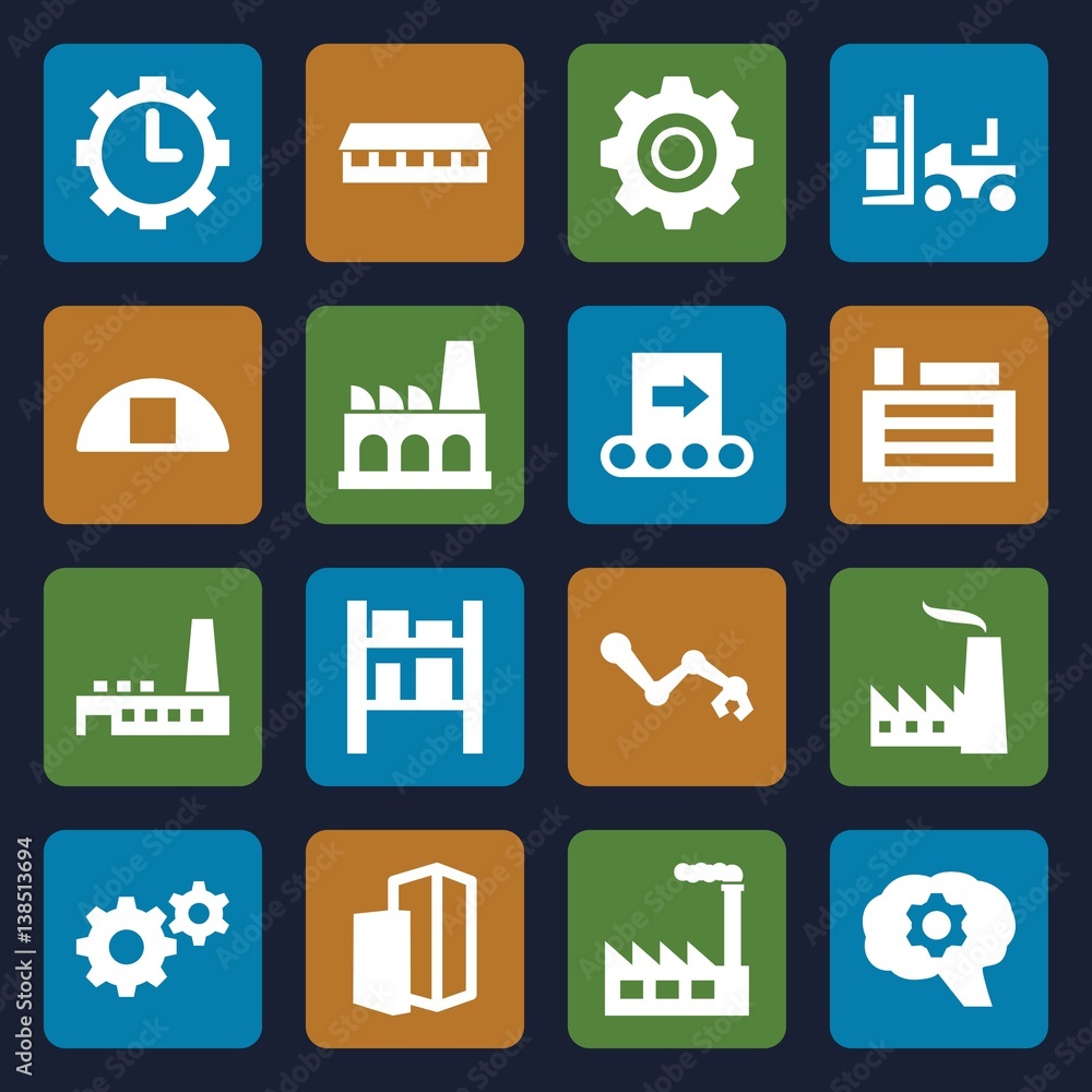 Set of 16 factory filled icons Set of 16 factory filled icons