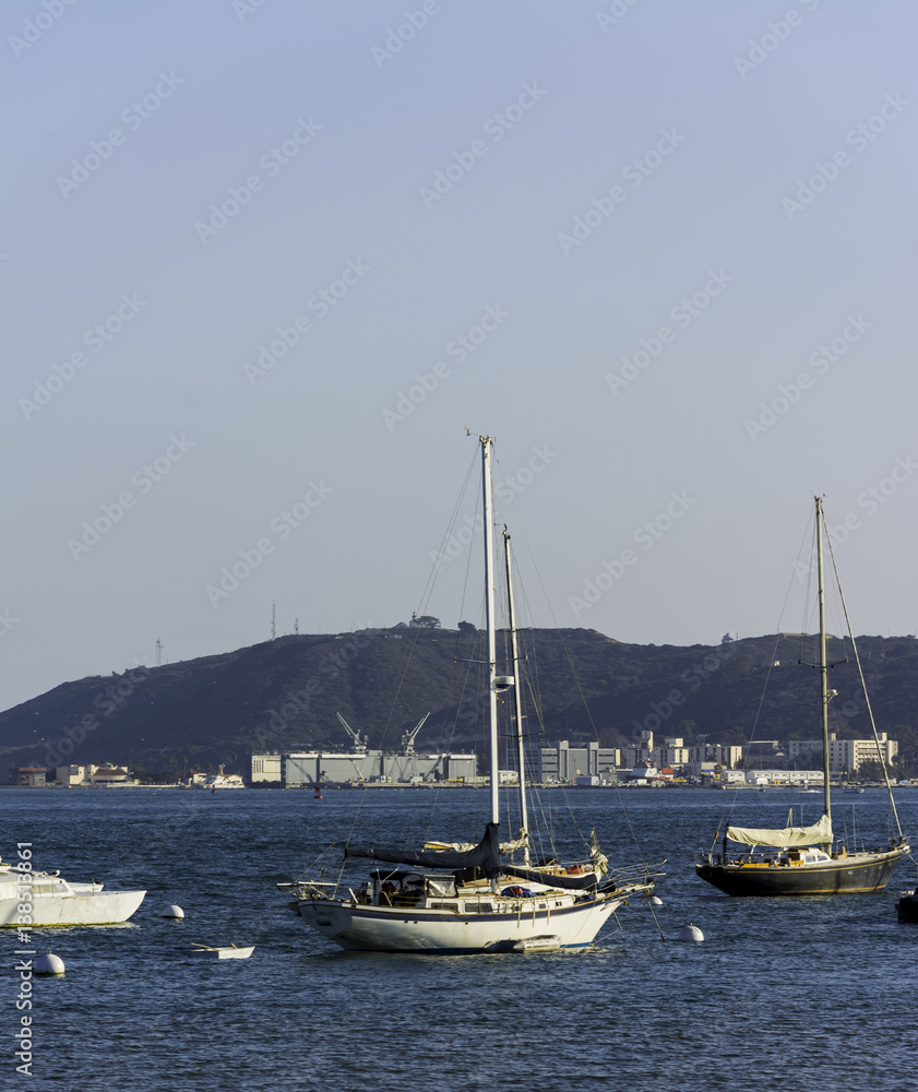 Sailboats in the bay at San Diego,California