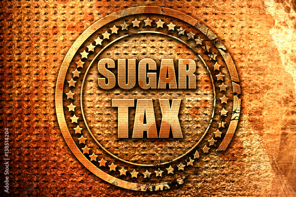 sugar tax, 3D rendering, metal text