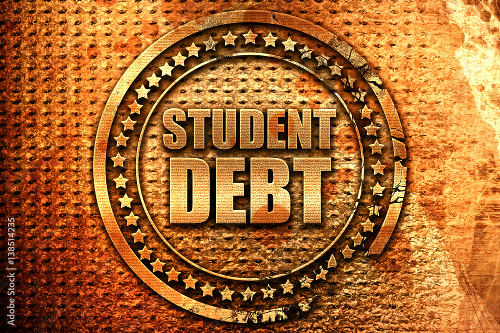 student debt, 3D rendering, metal text student debt, 3D rendering, metal text