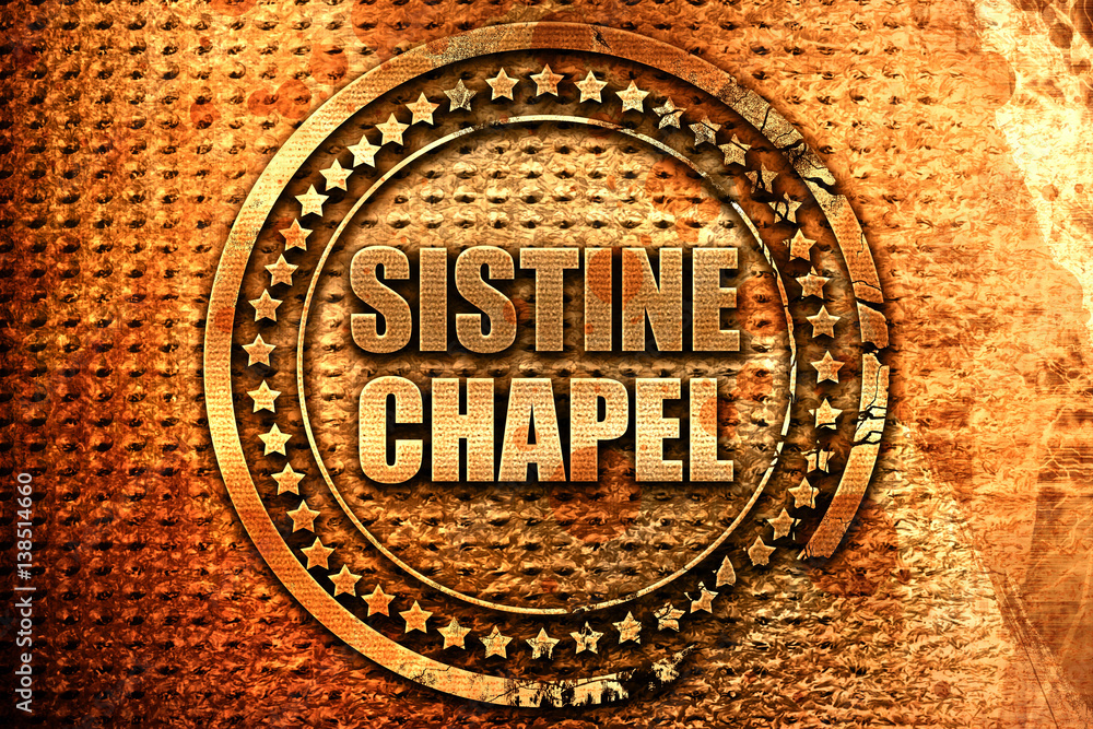 sistine chapel, 3D rendering, metal text