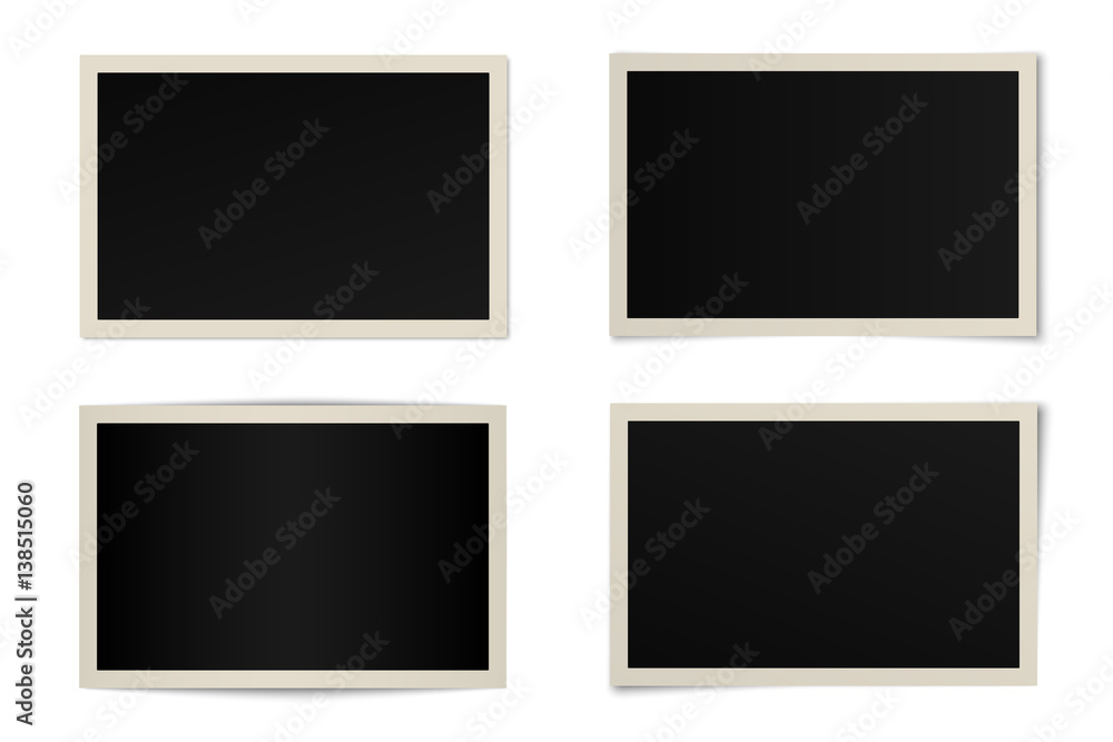 Vector set of curved photo frames with various shadows. Mock up of frames Vector set of curved photo frames with various shadows. Mock up of frames