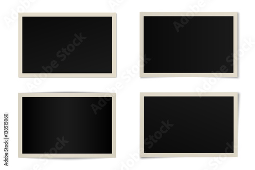 Vector set of curved photo frames with various shadows. Mock up of frames