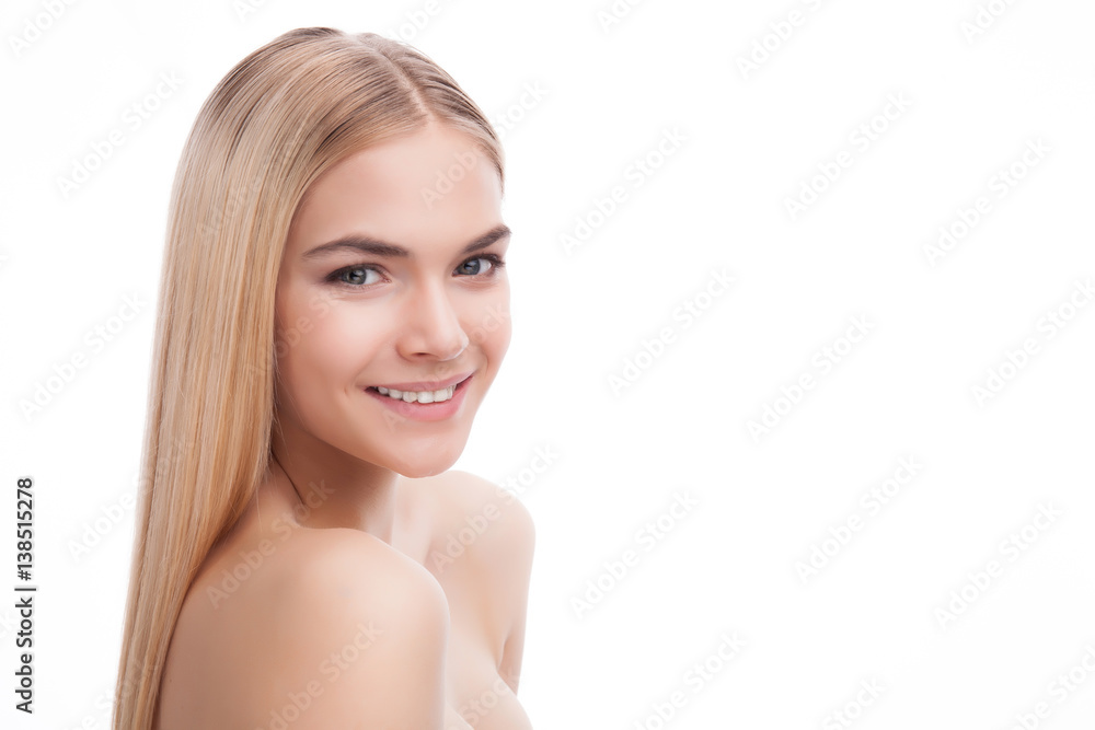 beauty face of blonde teenager girl isolated on white background beauty face of blonde teenager girl isolated on white background