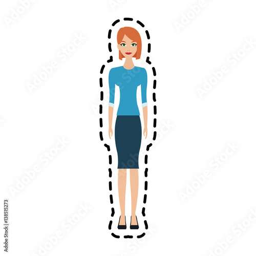 happy young red head woman icon image vector illustration design 