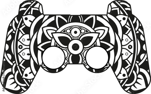 Vector illustration of a mandala joypad silhouette
