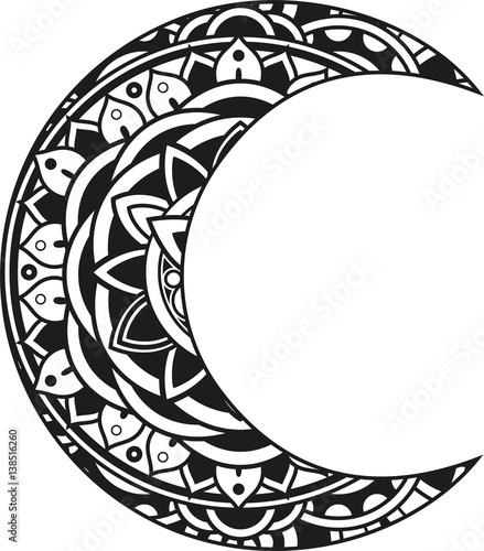 Vector illustration of a mandala moon silhouette
