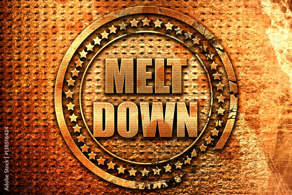meltdown, 3D rendering, metal text meltdown, 3D rendering, metal text