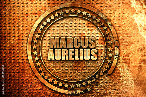 Fotografie marcus aurelius, 3D rendering, metal text
