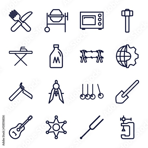 Set of 16 metal outline icons