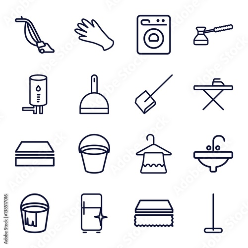 Set of 16 household outline icons