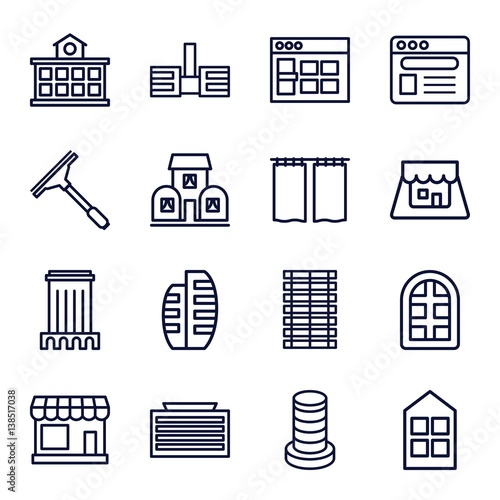 Set of 16 window outline icons