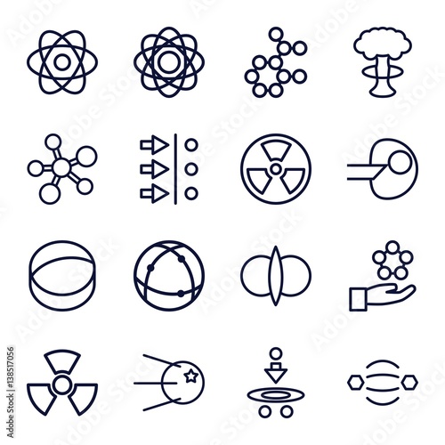 Set of 16 atom outline icons