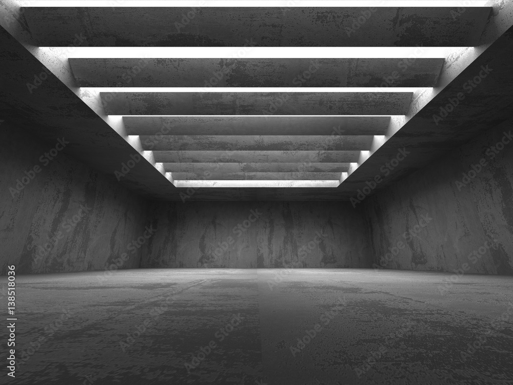 Obraz premium Dark basement empty room interior. Concrete walls