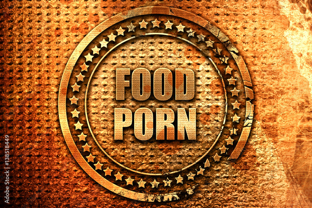 food porn, 3D rendering, metal text food porn, 3D rendering, metal text