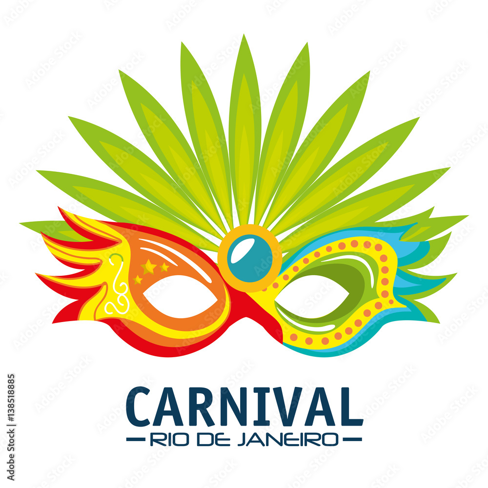 mask carnival rio de janeiro party vector illustration design
