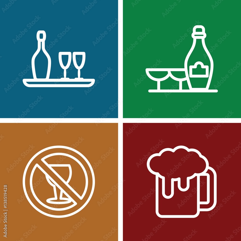 Set of 4 alcoholic outline icons Set of 4 alcoholic outline icons