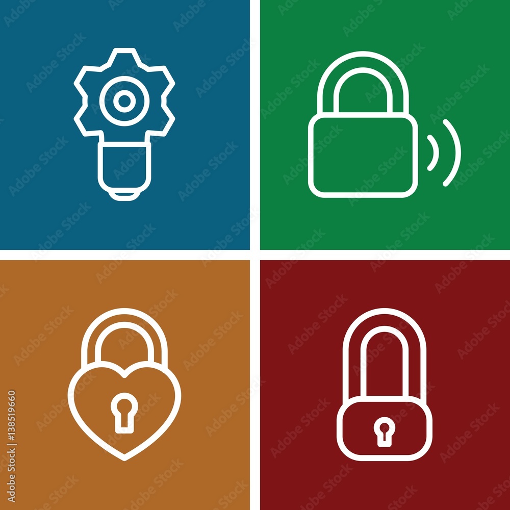 Set of 4 keyhole outline icons Set of 4 keyhole outline icons