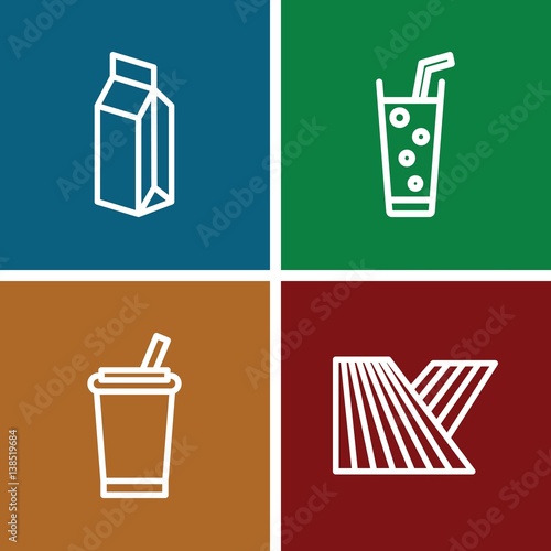 Set of 4 straw outline icons