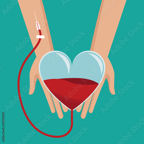 hand holding heart glass blood donor vector illustration eps 10