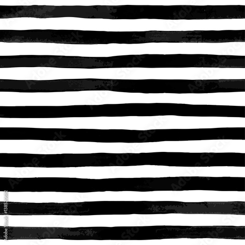 Beautiful seamless pattern with black and white watercolor stripes