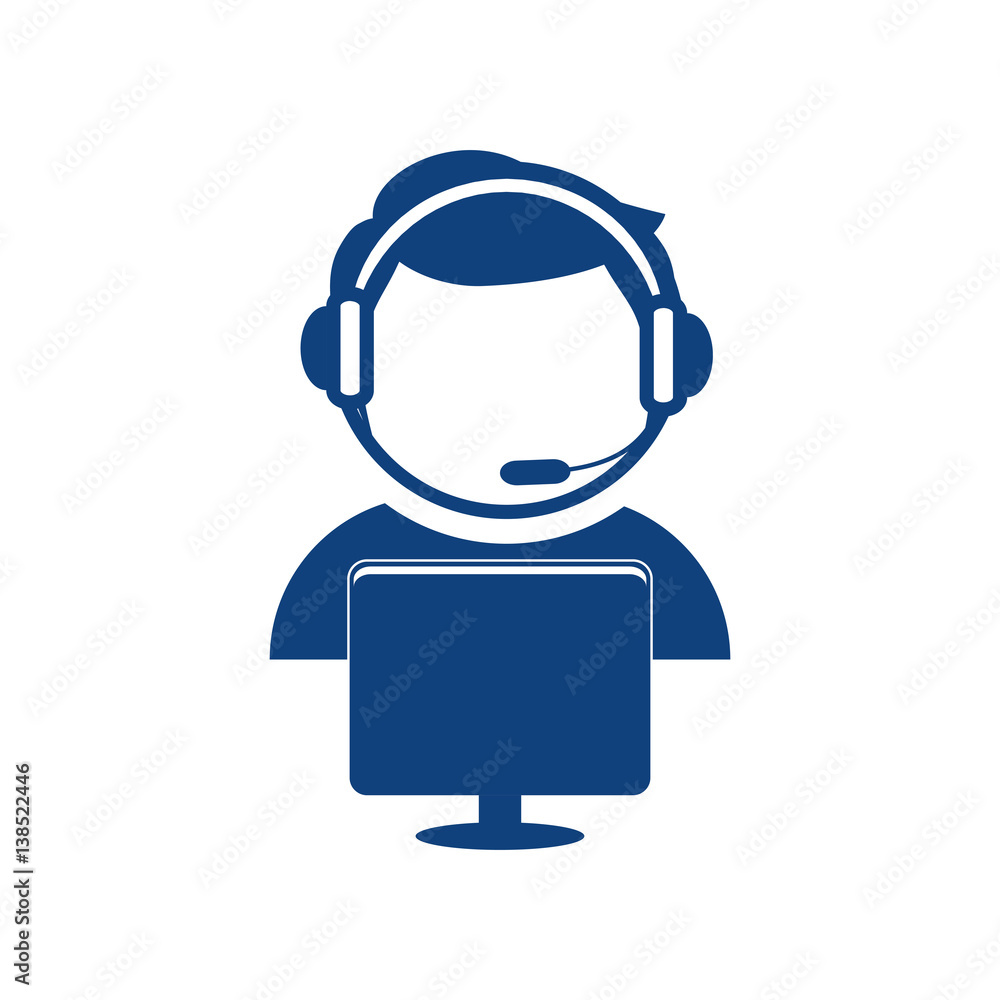 Call center operator icon vector illustration graphic design