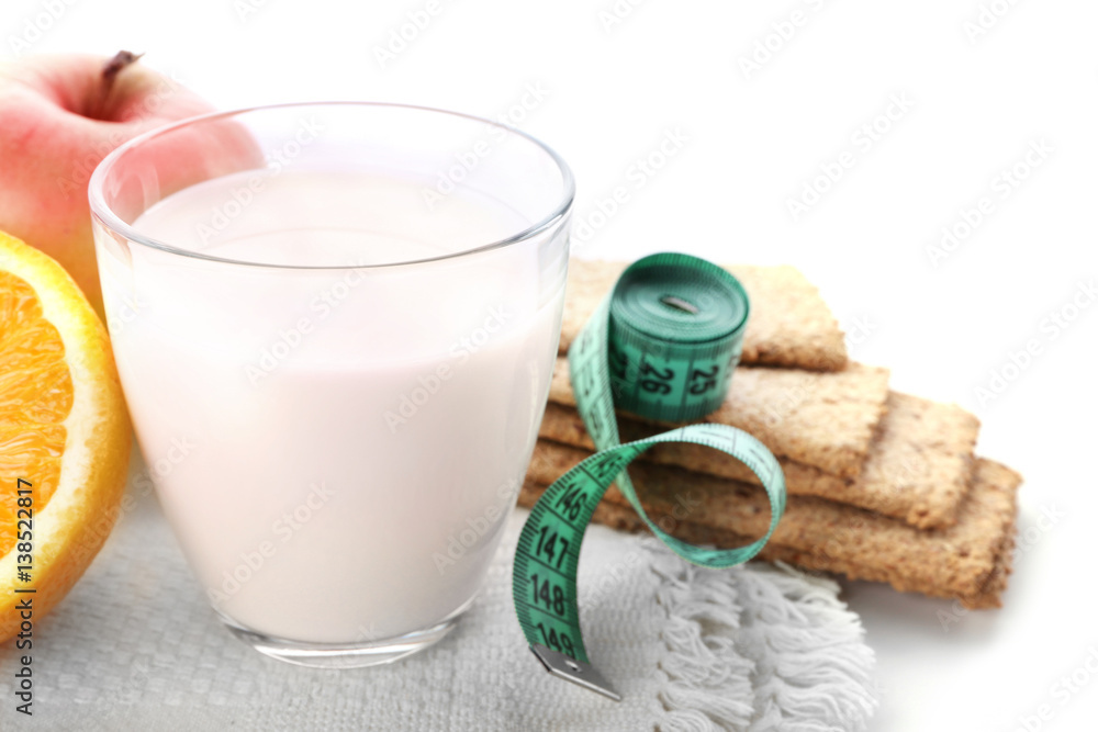 Different dairy products on white background Different dairy products on white background