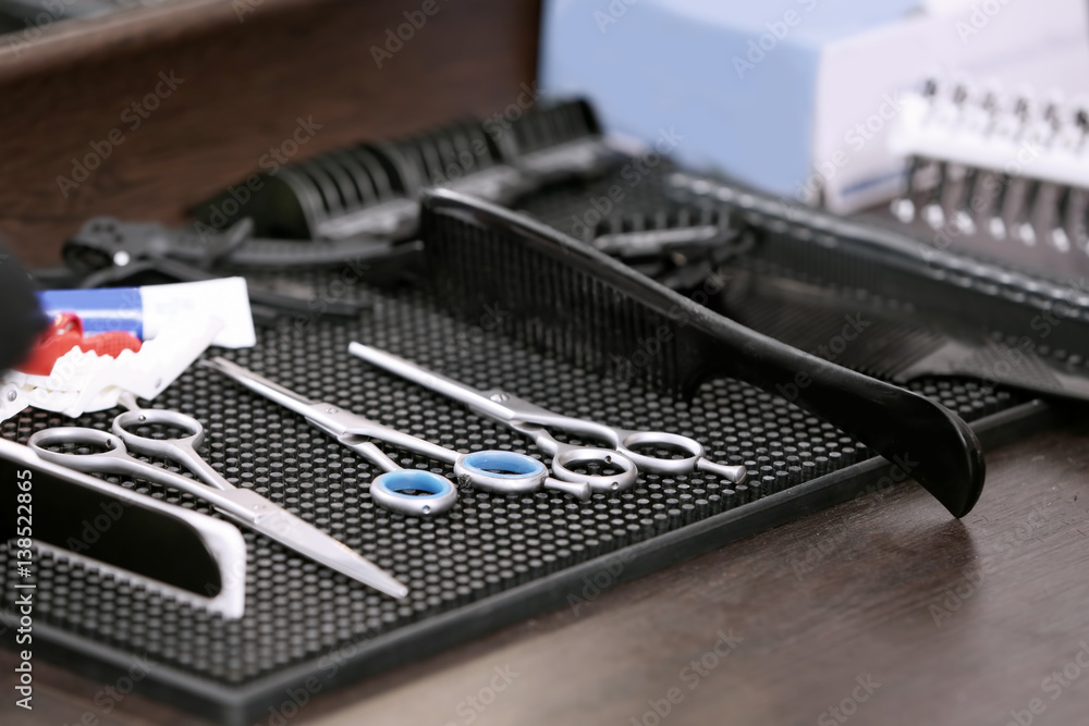 Instruments for cutting hair in barbershop Instruments for cutting hair in barbershop