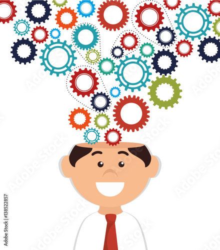 businessman character thinkin icon vector illustration design