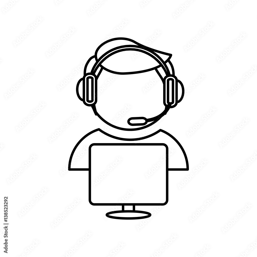 Call center operator icon vector illustration graphic design