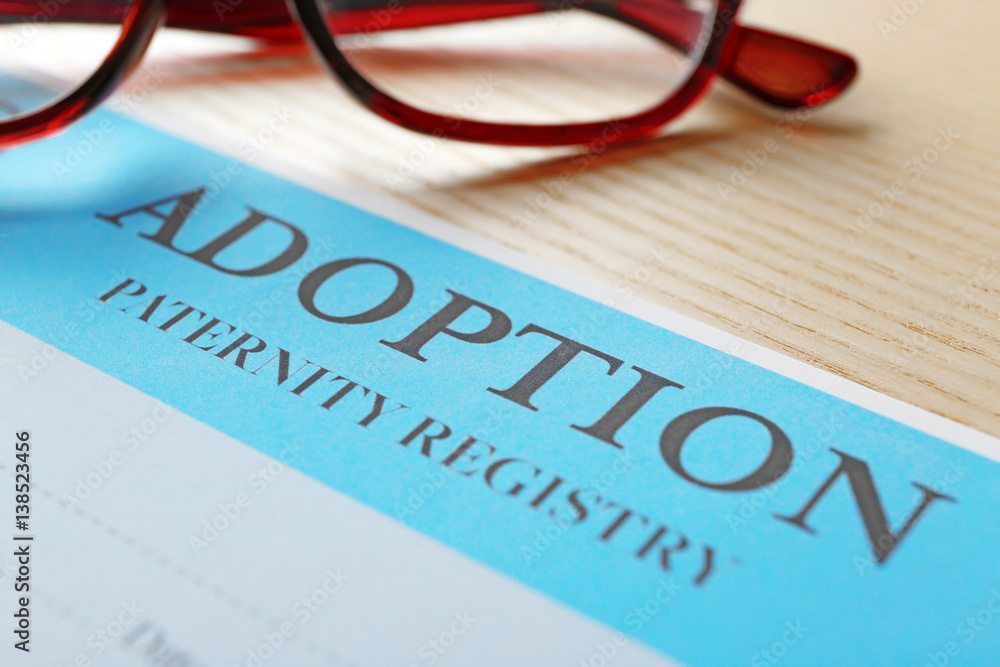 Adoption paternity registry, closeup Adoption paternity registry, closeup