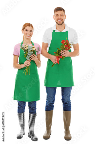 Two florists holding flower...