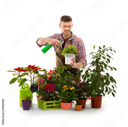 Male florist with beautiful...