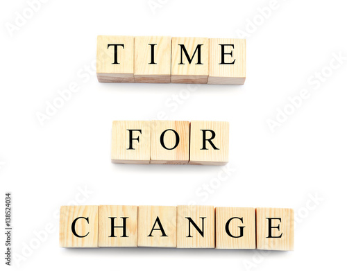 Wooden cubes with space for text on white background