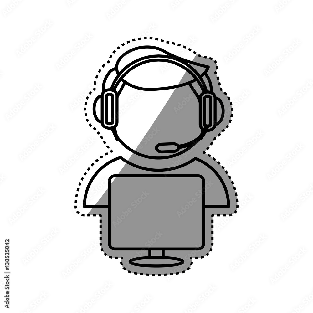 Fototapeta premium Call center operator icon vector illustration graphic design