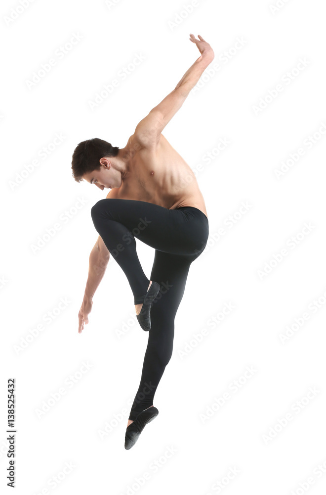 Obraz premium Handsome young ballet dancer on white background