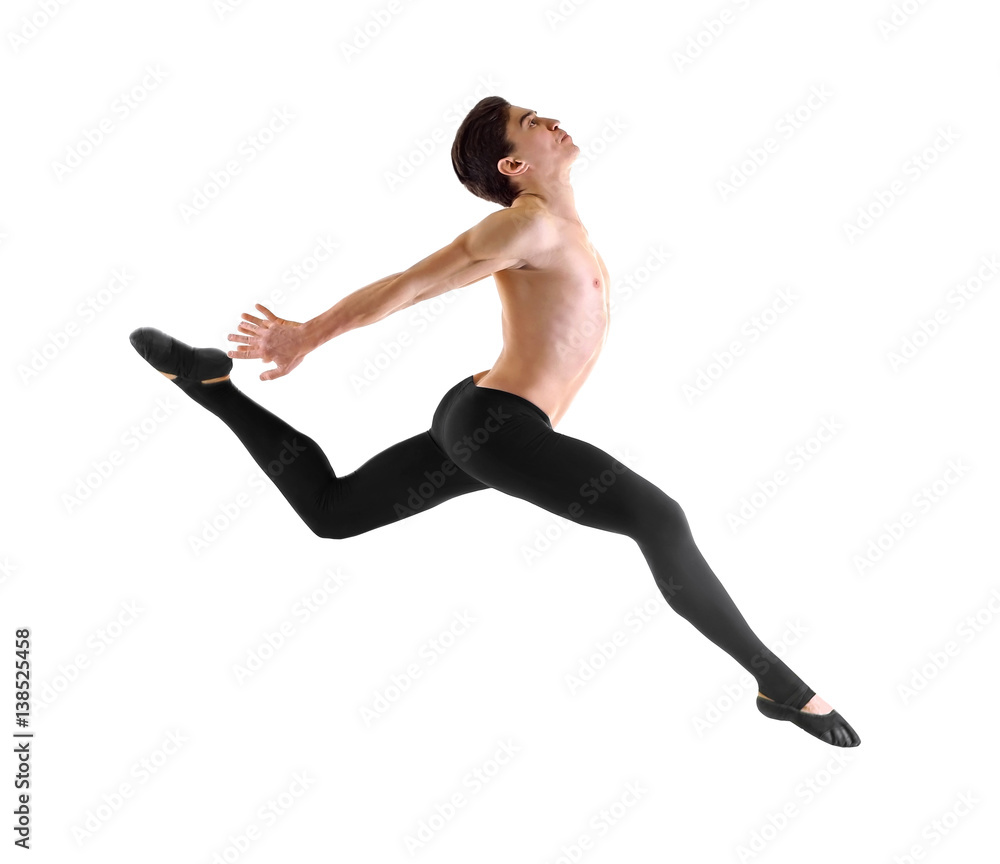 Obraz premium Handsome young ballet dancer on white background