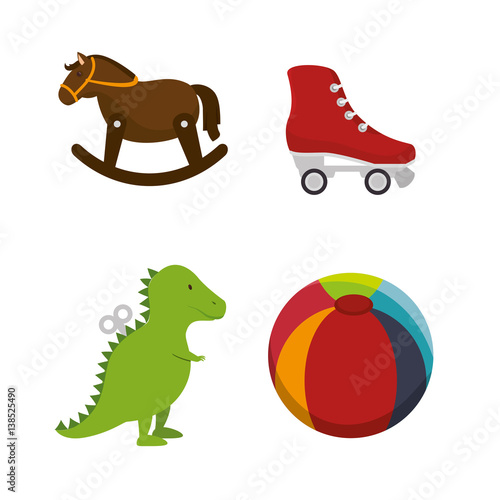 set kids toys icons vector illustration design