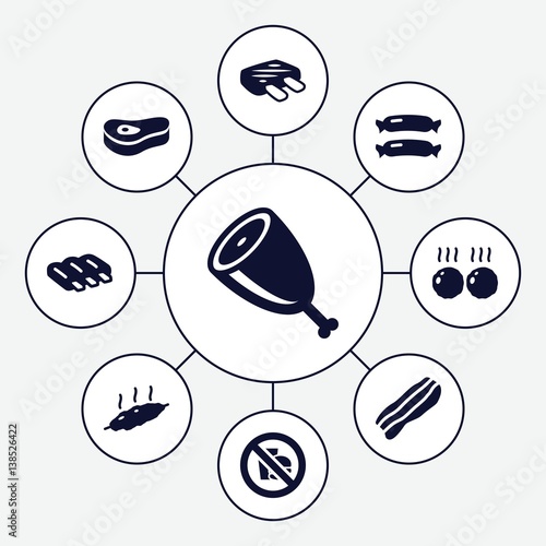 Set of 9 fat filled icons
