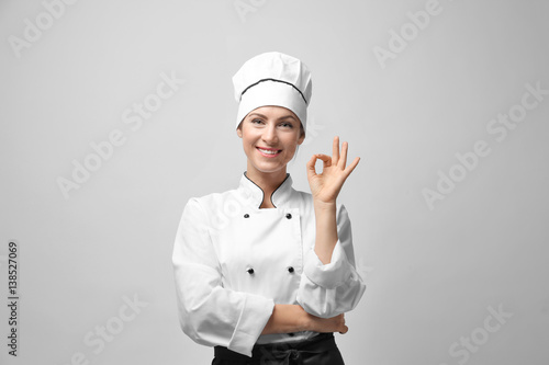 Portrait of female chef on ...