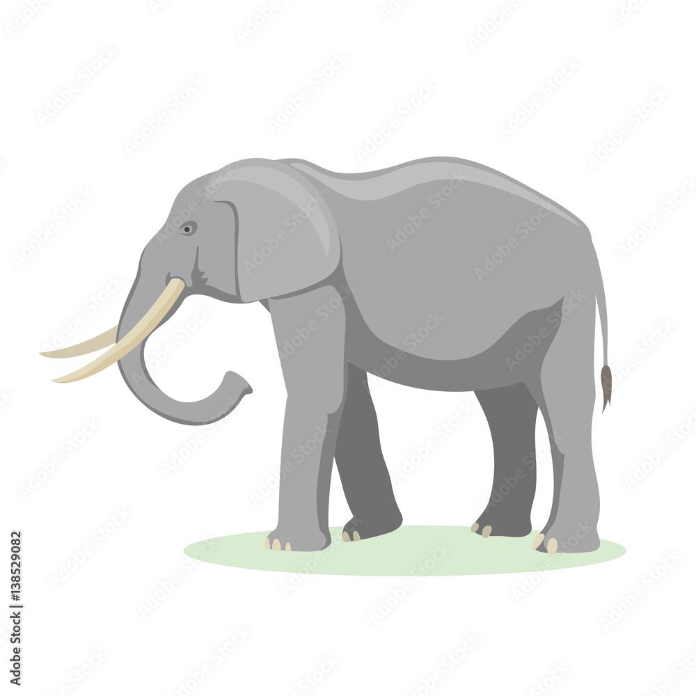African elephant cartoon vector illustration.