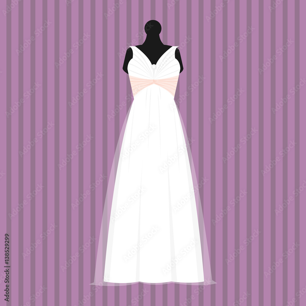 Wedding bride dress elegance style celebration vector illustration.