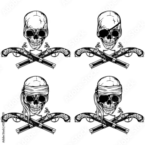 Pirate skull pistols set
