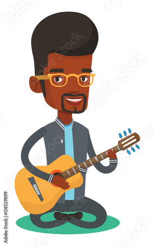 Man playing acoustic guitar vector illustration.