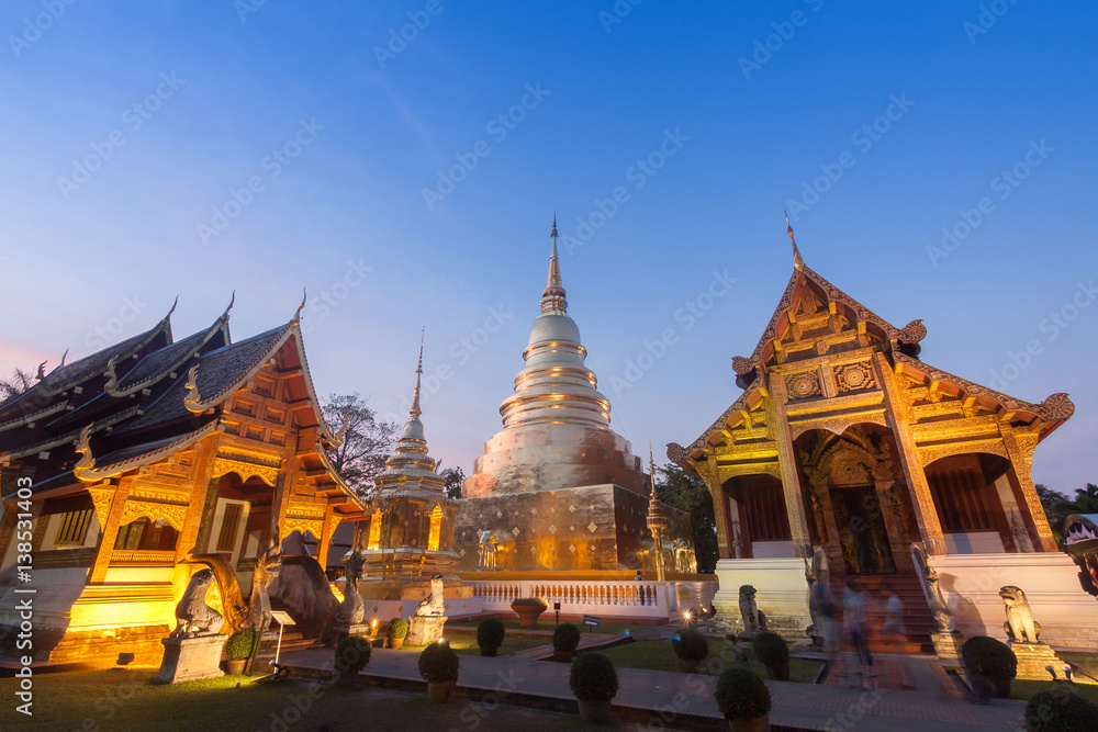 Phra Singh temple twilight time ,Chiang Mai Thailand