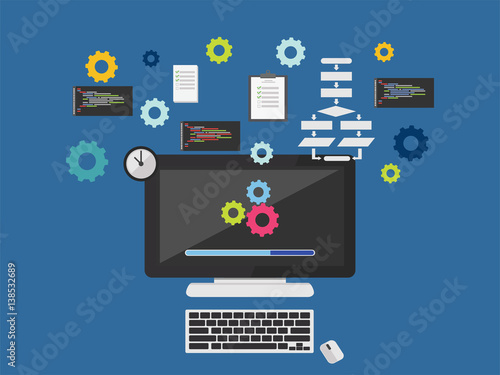  Operating system. Computer processing concept